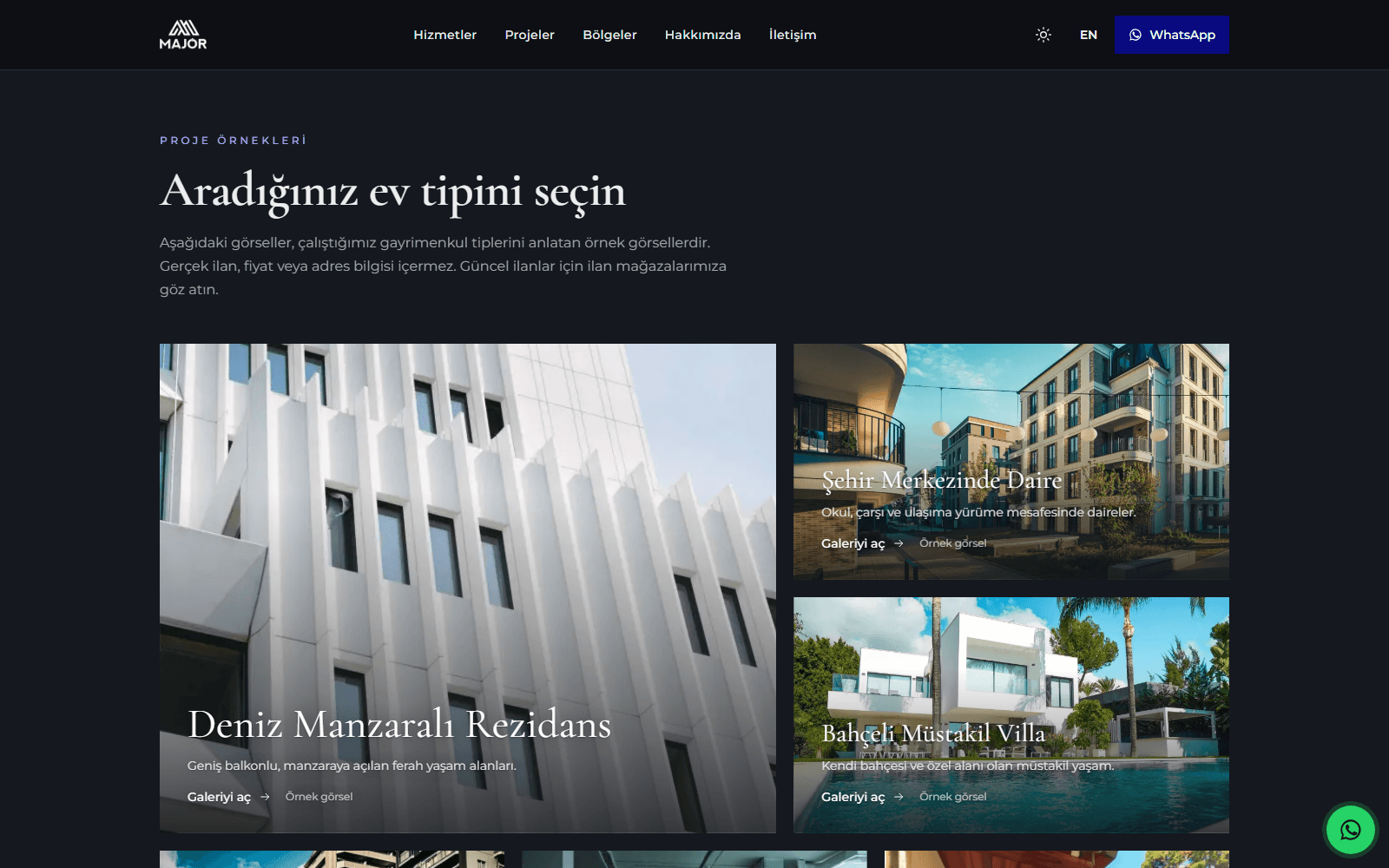 Ev tipleri ve galeriler, masaüstü